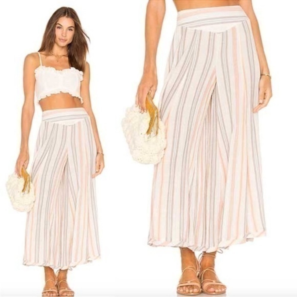 Rare FREE PEOPLE BLAIRE EXTREME FLARE STRIPE WIDE PANTS